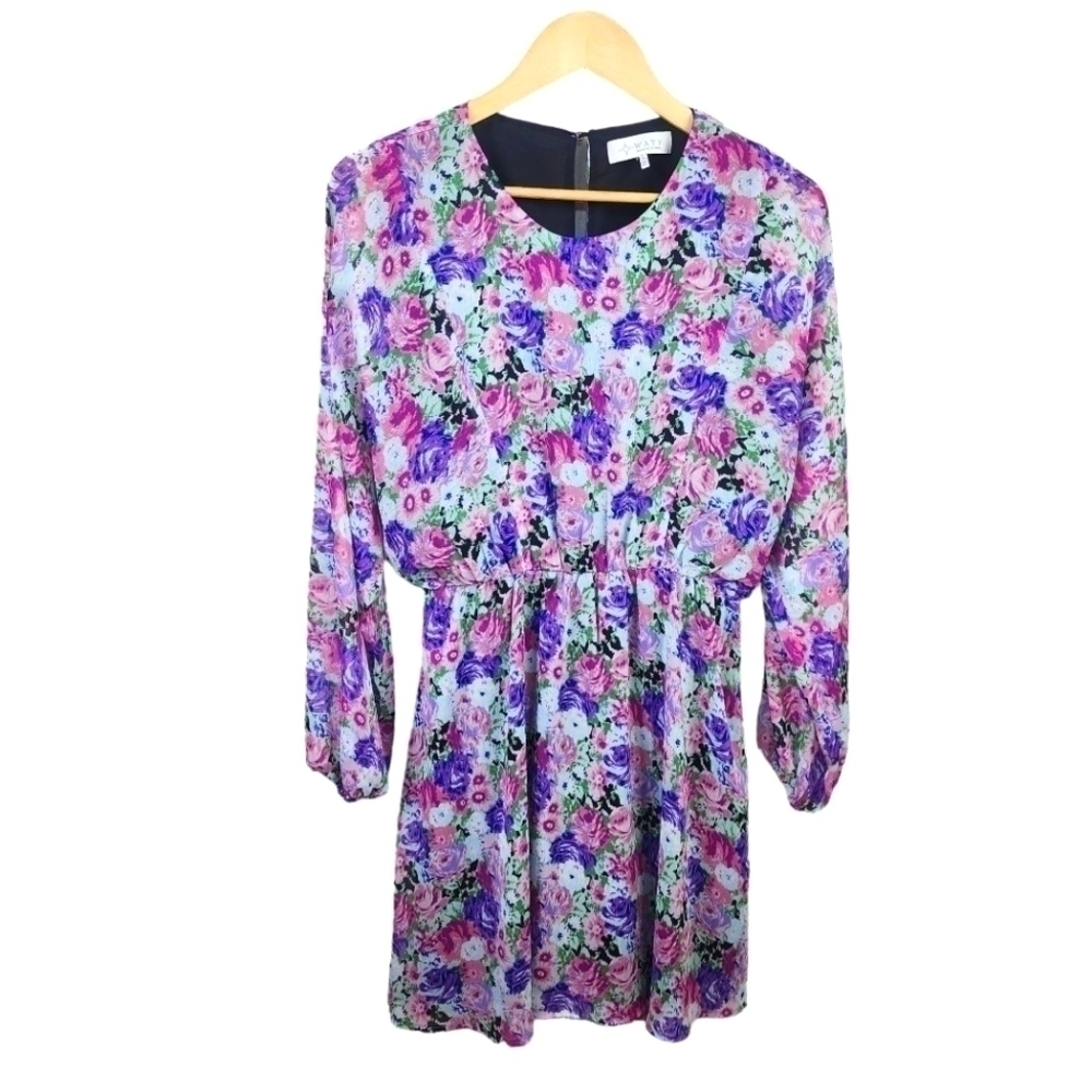 WAYF Spring Floral Long Sleeve Flutter All Over Mini Dress Size S